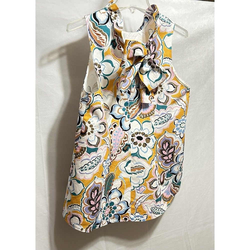 Tyler Boe Womens Medium Stella Mecho Floral Ruffle Neck Back Bow Floral Tank Top - Picture 13 of 16